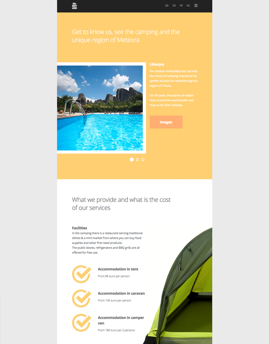Camping Vrachos website design